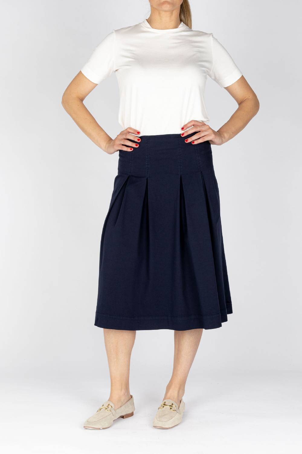 ﻿L.Pucci Gonna svasata a vita leggermente alta tessuto gabardina stretch colore blu Qualità Garantita