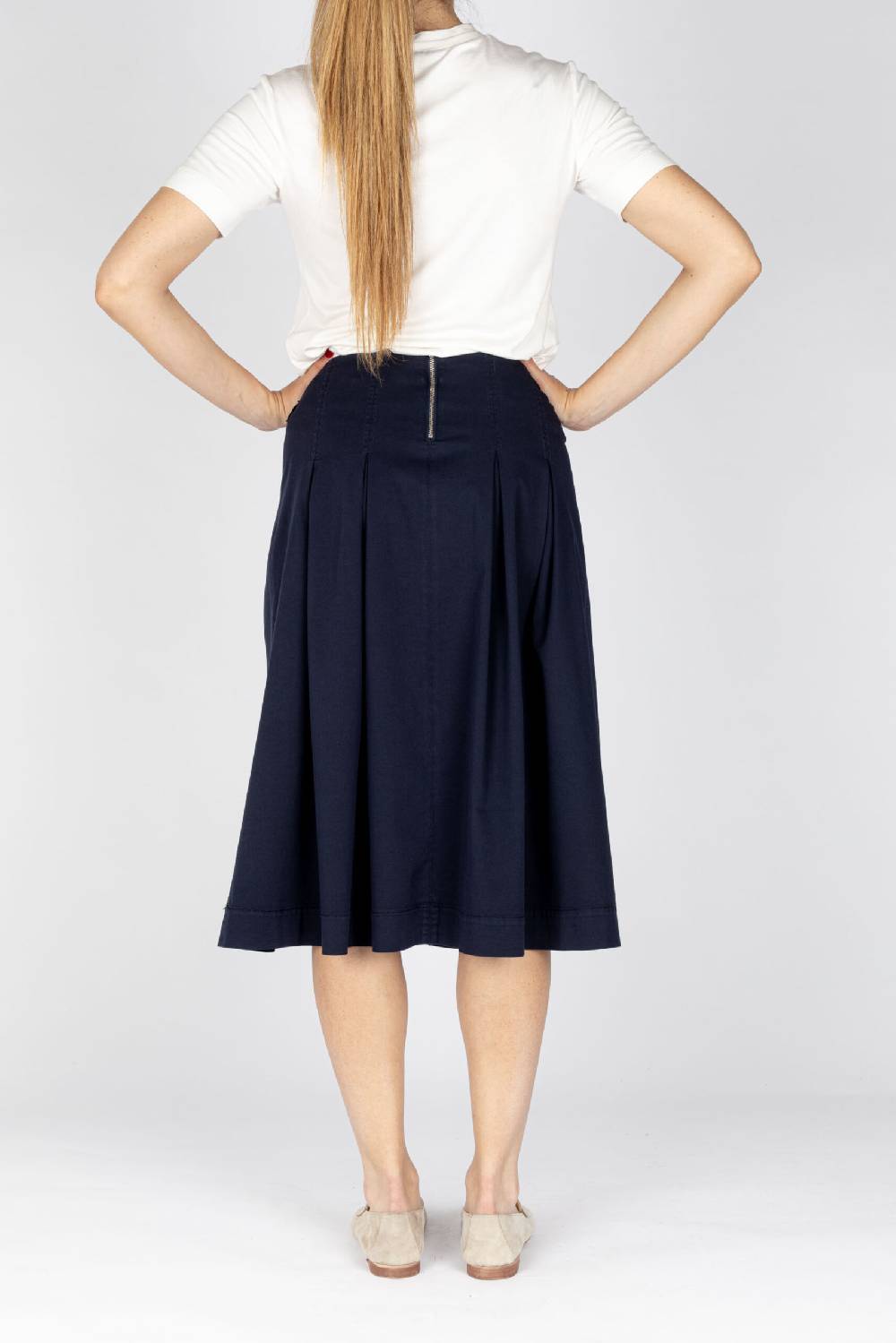 ﻿L.Pucci Gonna svasata a vita leggermente alta tessuto gabardina stretch colore blu Qualità Garantita