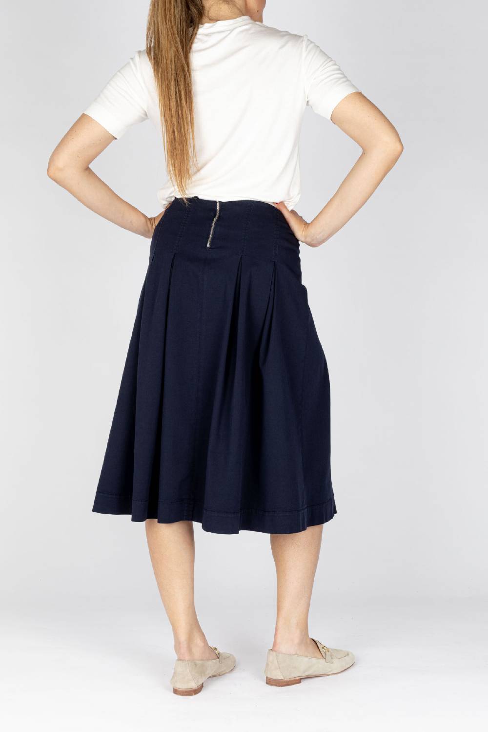 ﻿L.Pucci Gonna svasata a vita leggermente alta tessuto gabardina stretch colore blu Qualità Garantita