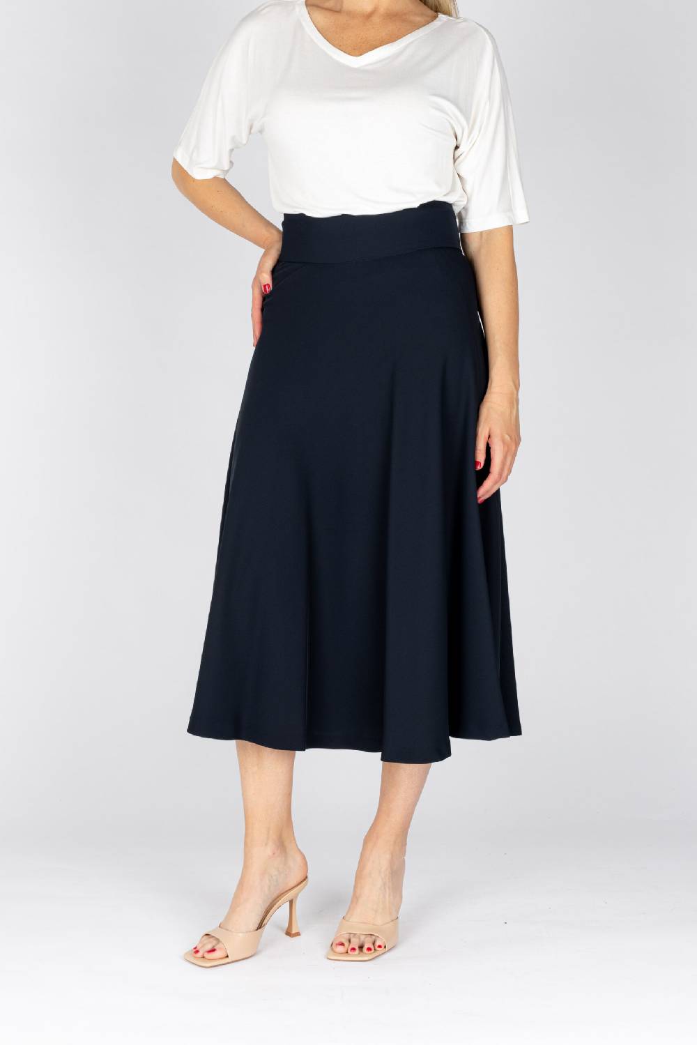 L.Pucci Gonna svasata lunga a metà polpaccio tessuto cady colore blu Shopping Online
