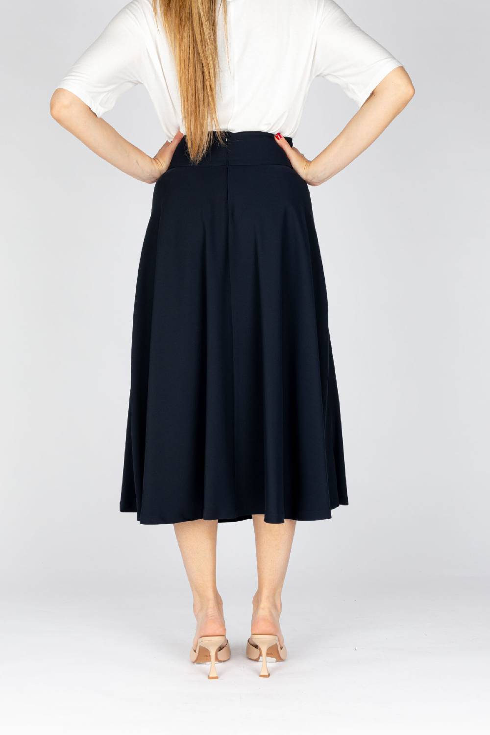 L.Pucci Gonna svasata lunga a metà polpaccio tessuto cady colore blu Shopping Online