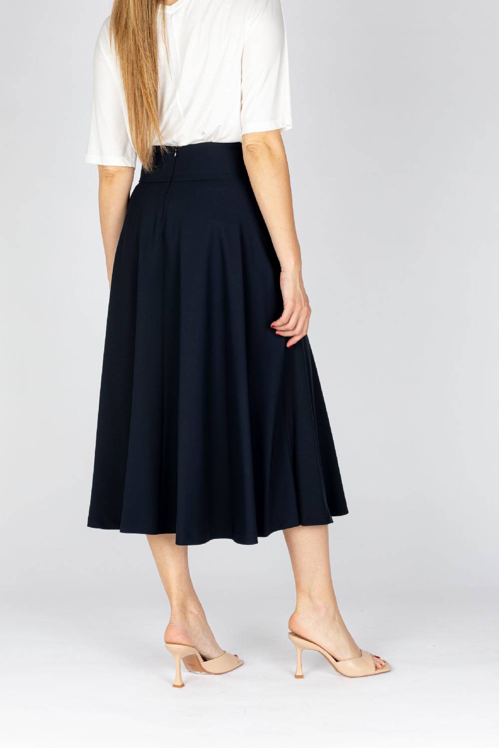 L.Pucci Gonna svasata lunga a metà polpaccio tessuto cady colore blu Shopping Online