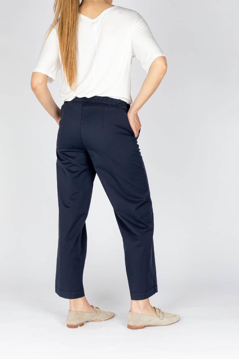 L.Pucci Pantaloni a gamba morbida tessuto popeline stretch colore blu Convenienza