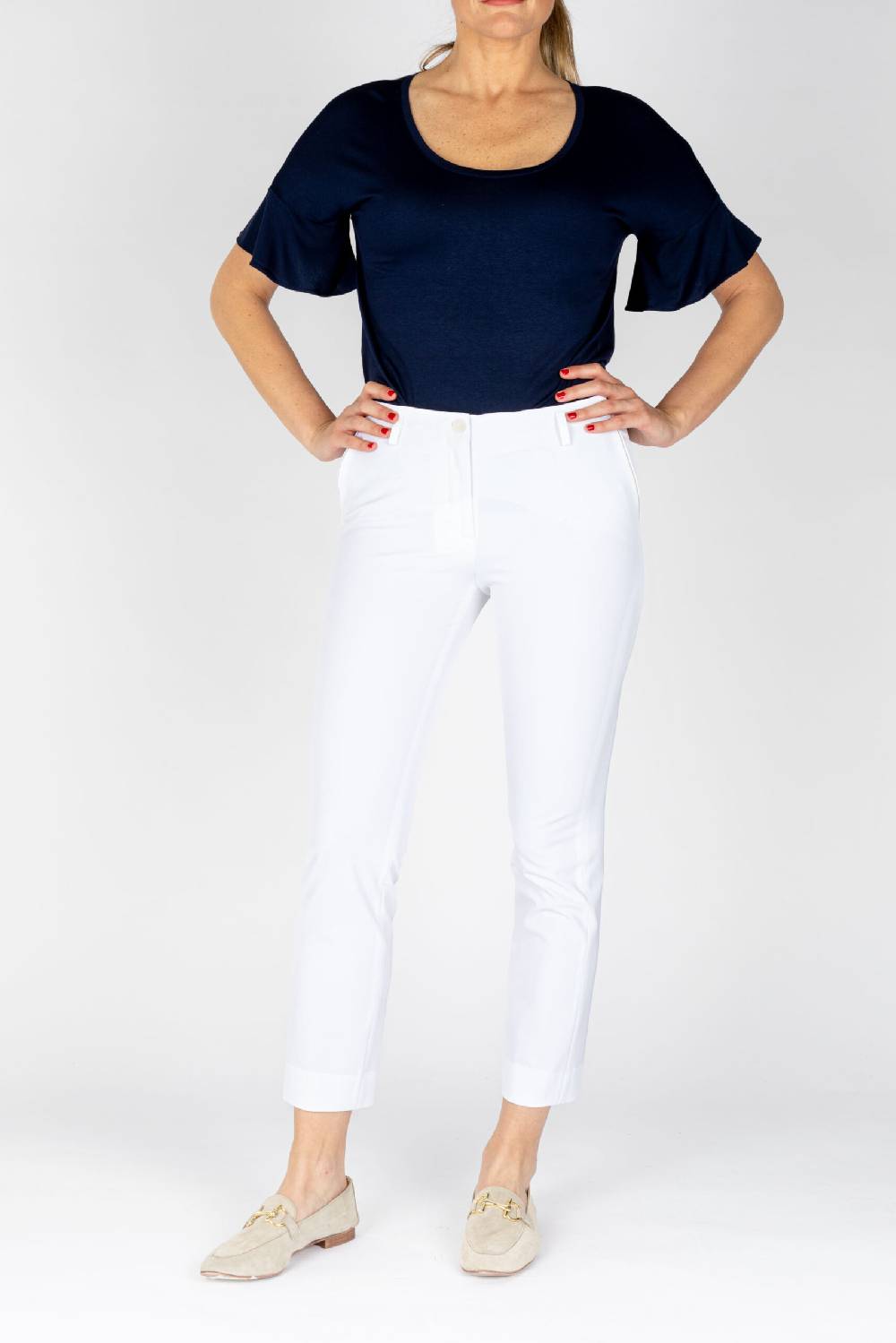 L.Pucci Pantaloni modello gamba stretta tessuto tecnico stretch colore bianco Saldi