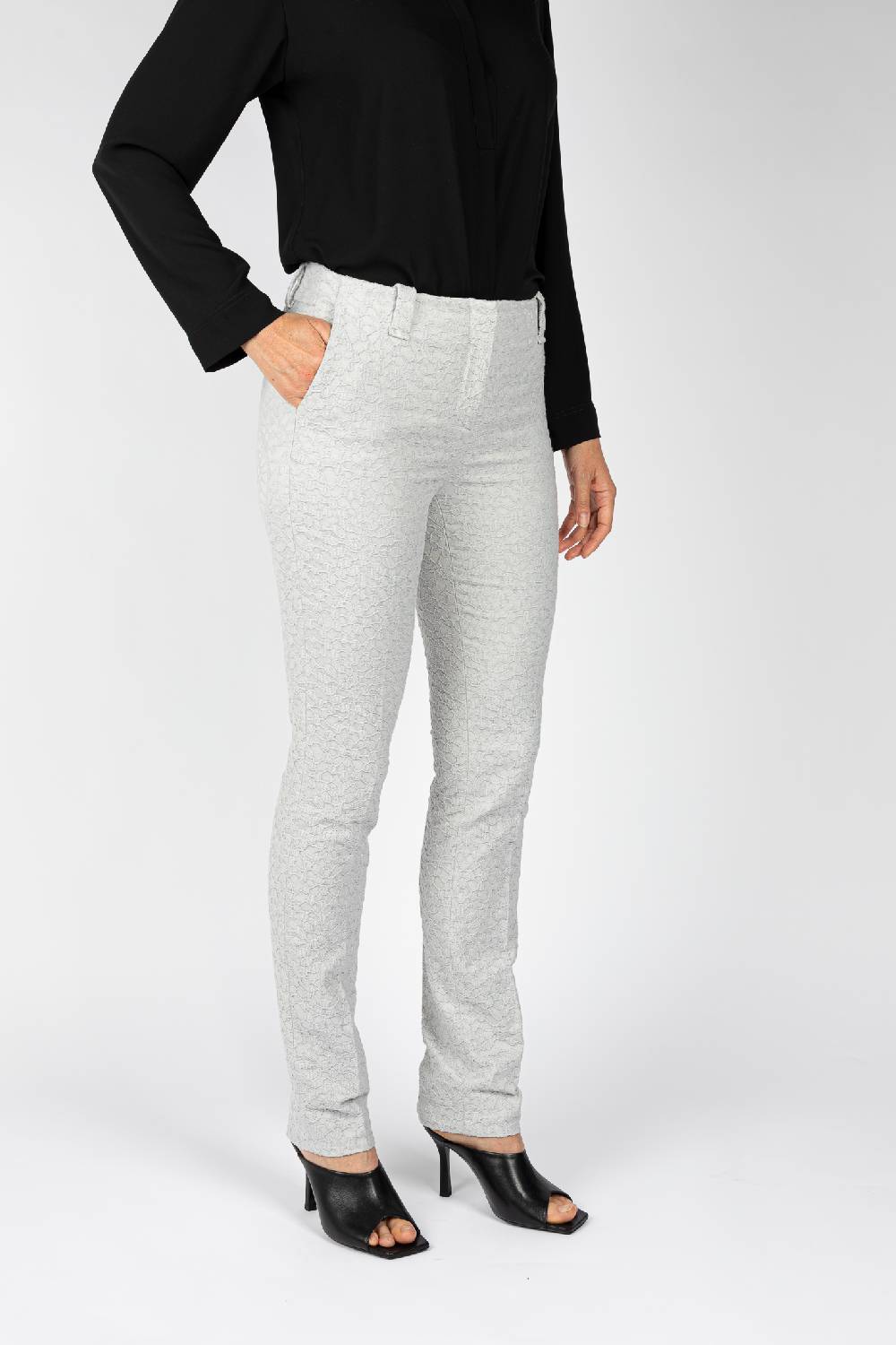 L.Pucci Pantaloni tessuto jacquard colore ghiaccio, gamba regolare Qualità