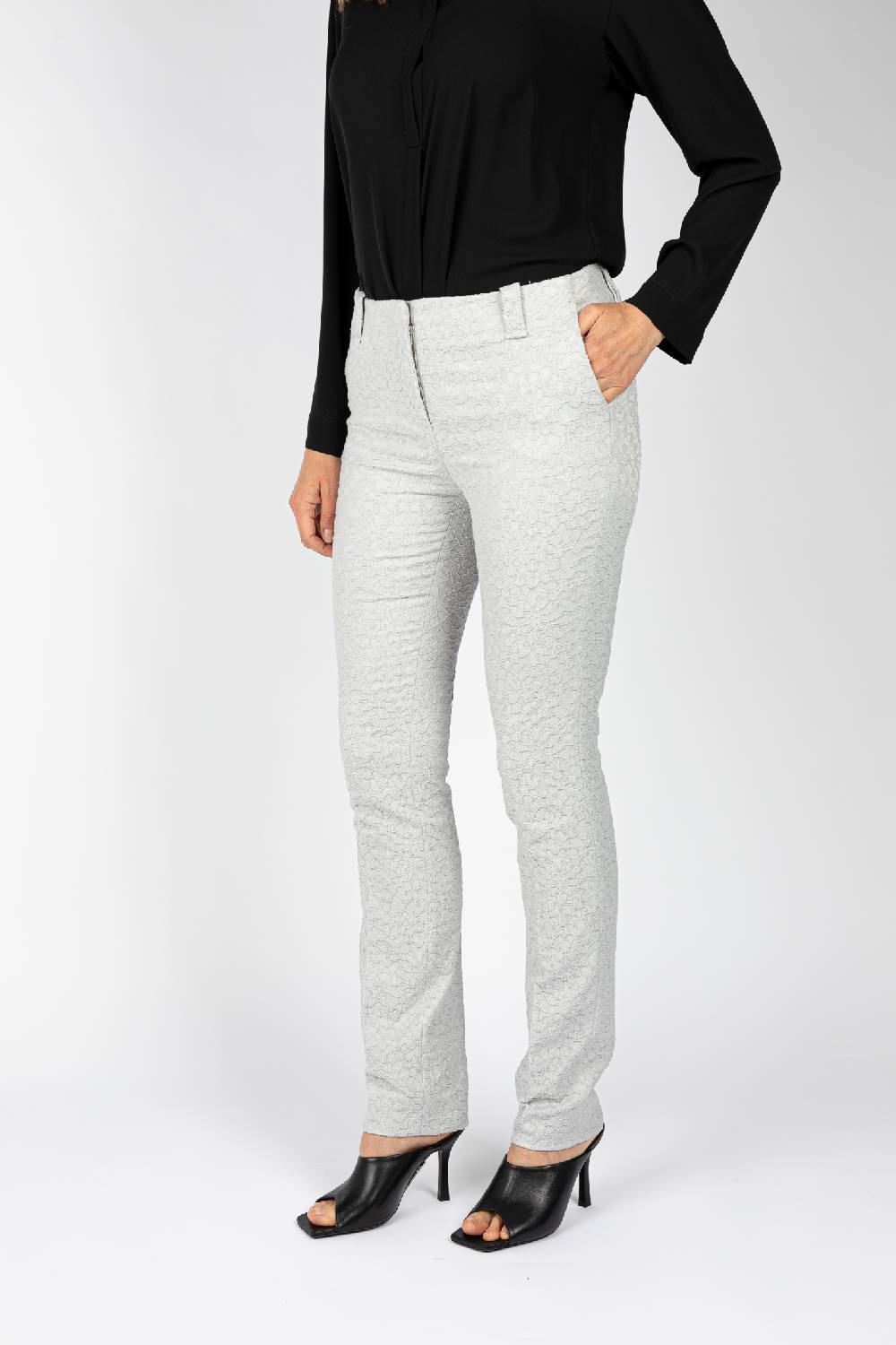 L.Pucci Pantaloni tessuto jacquard colore ghiaccio, gamba regolare Qualità