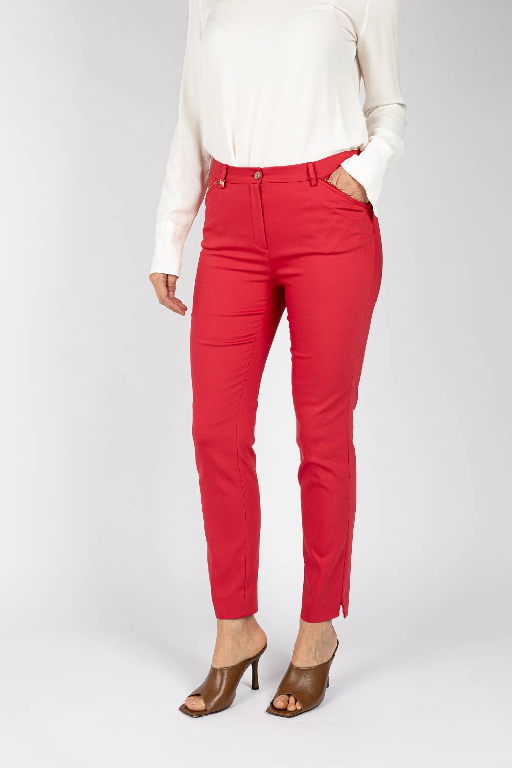 L.Pucci Pantaloni colore rosso, linea a sigaretta Offerte giornaliere