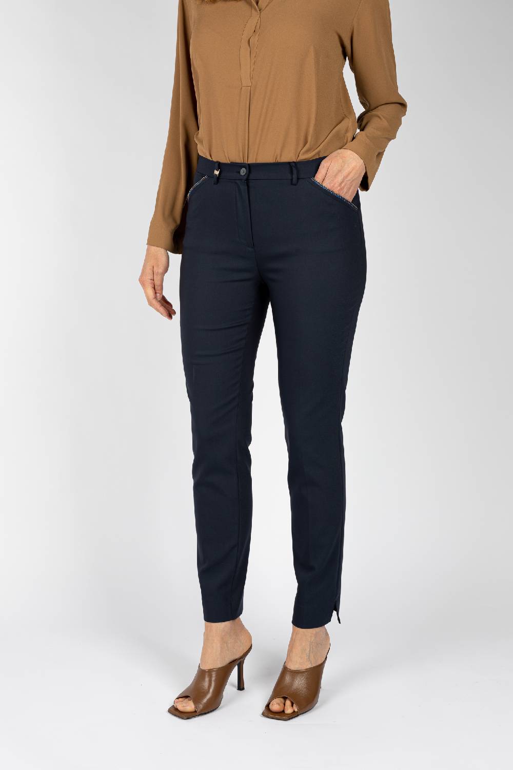 L.Pucci Pantaloni colore blu, linea a sigaretta Negozi Online