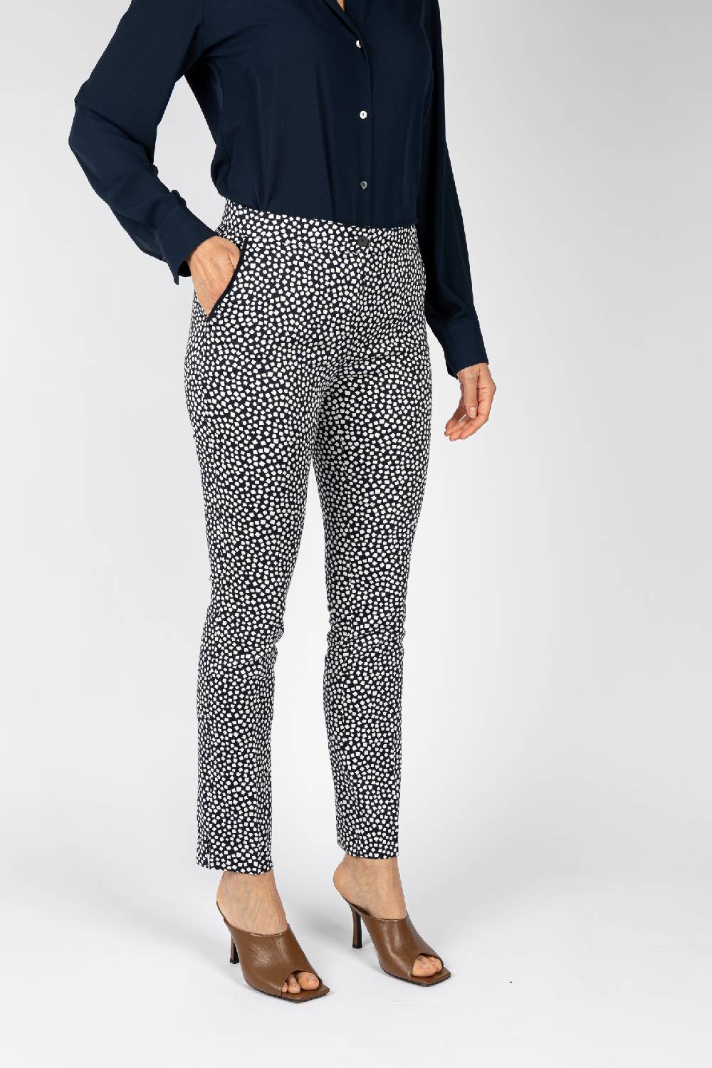 L.Pucci Pantaloni da donna blu linea dritta spacchetti al fondo In Vendita