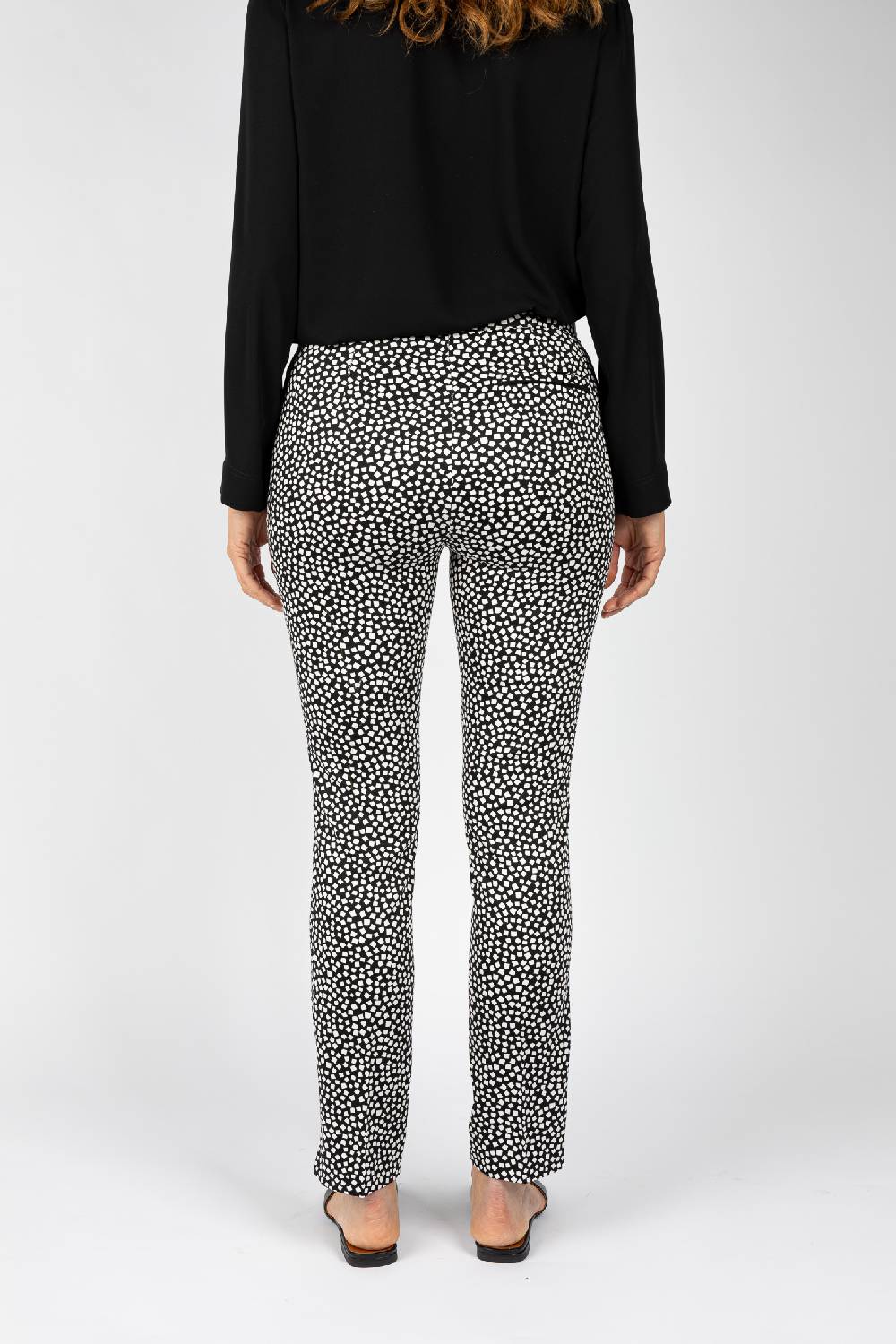 L.Pucci Pantaloni da donna nero linea dritta spacchetti al fondo Saldi