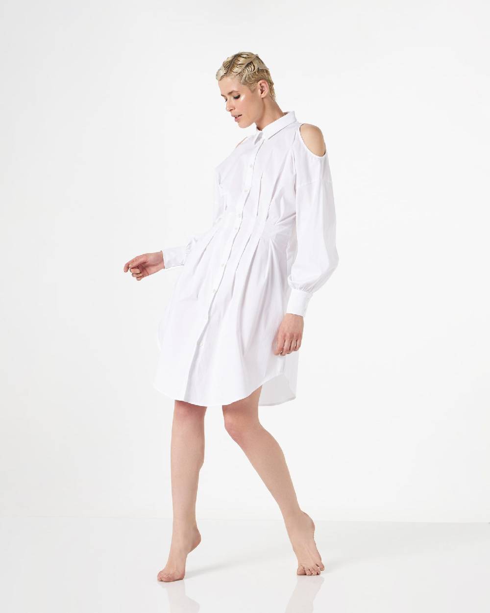 Le Twins Cristiana Corto Bianco Spalle Bucate Presa