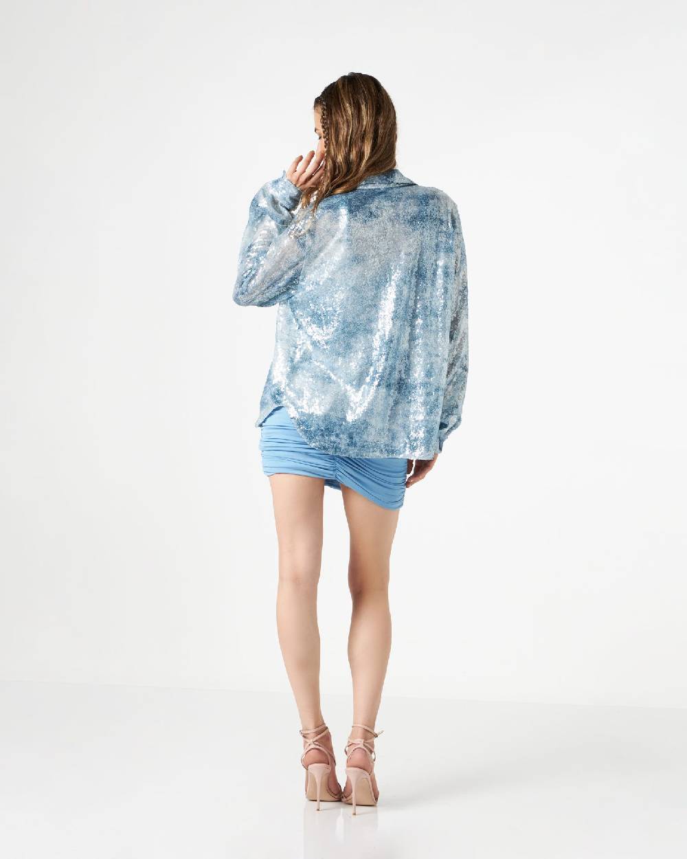 Le Twins Daniela Paillettes Jeans Celeste Sconto