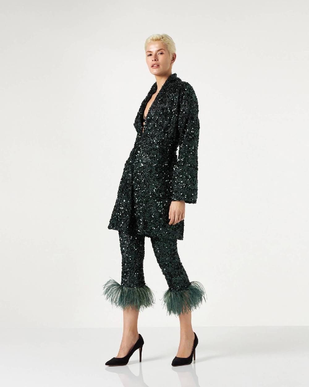 Le Twins Emma Paillettes Lurex Verde Saldi