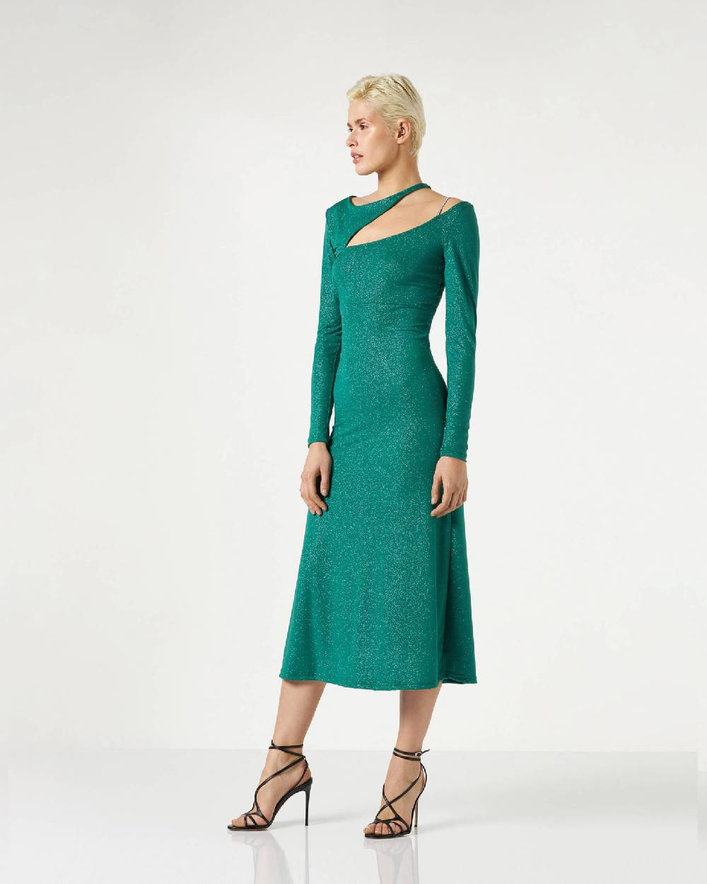 Le Twins Catia Jersey Lurex Verde Sconto