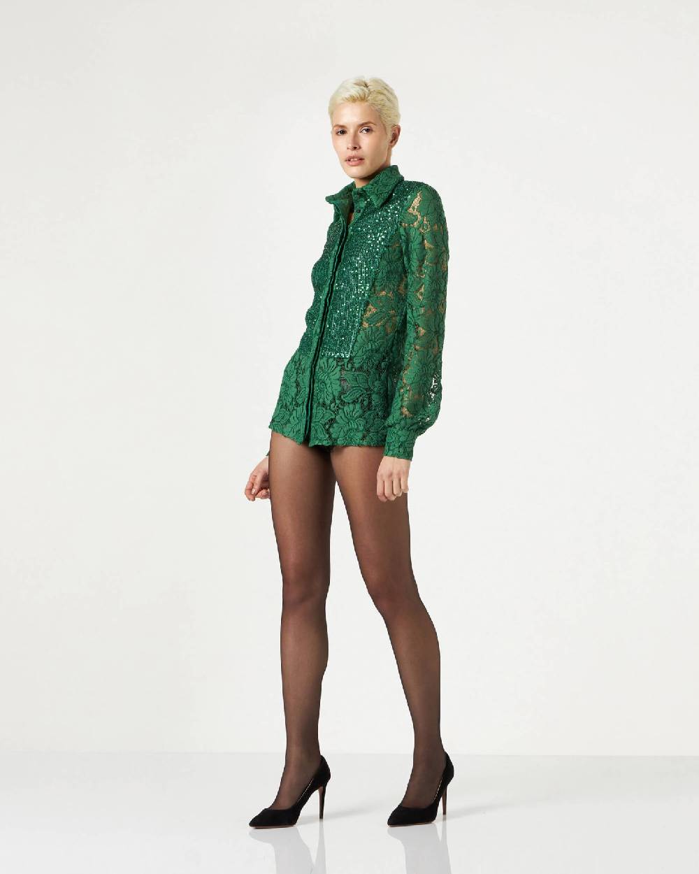 Le Twins Marsala Pizzo e Paillettes Verde Shopping Online
