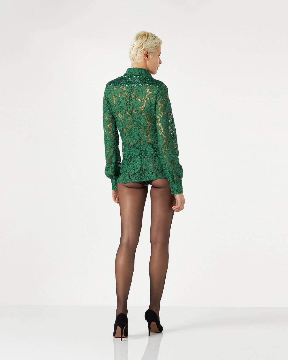 Le Twins Marsala Pizzo e Paillettes Verde Shopping Online