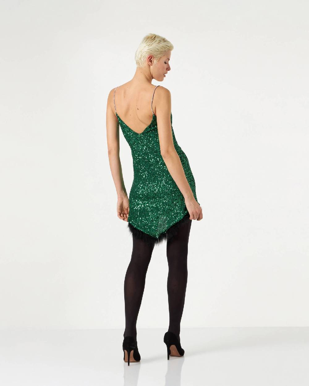Le Twins Alessandria Paillettes Piume Verde Sconto