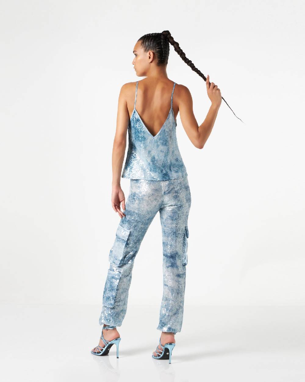 Le Twins Abano Paillettes Jeans Celeste Promozione Limitata