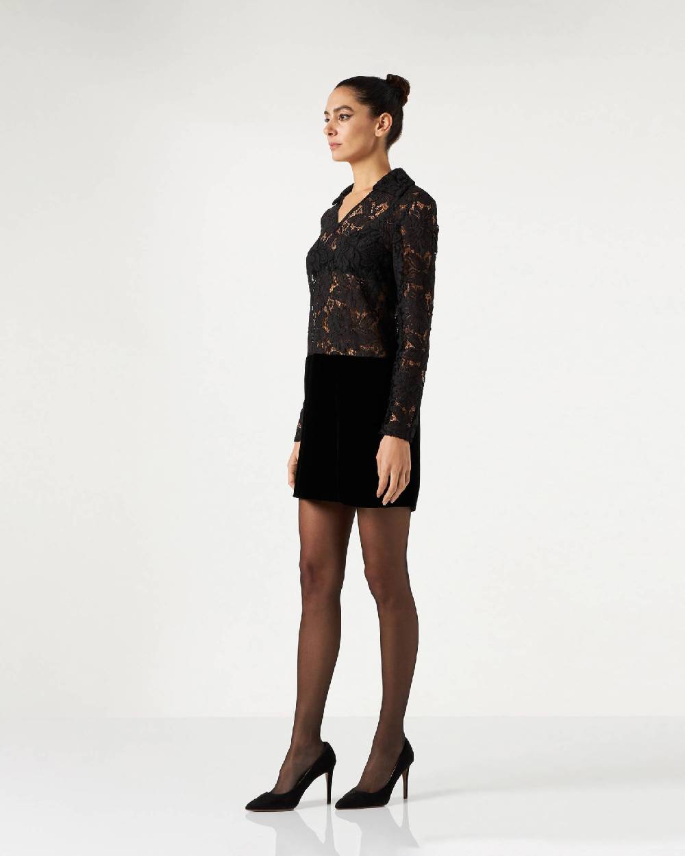 Le Twins Treviso Pizzo e Paillettes Nero Negozi Online