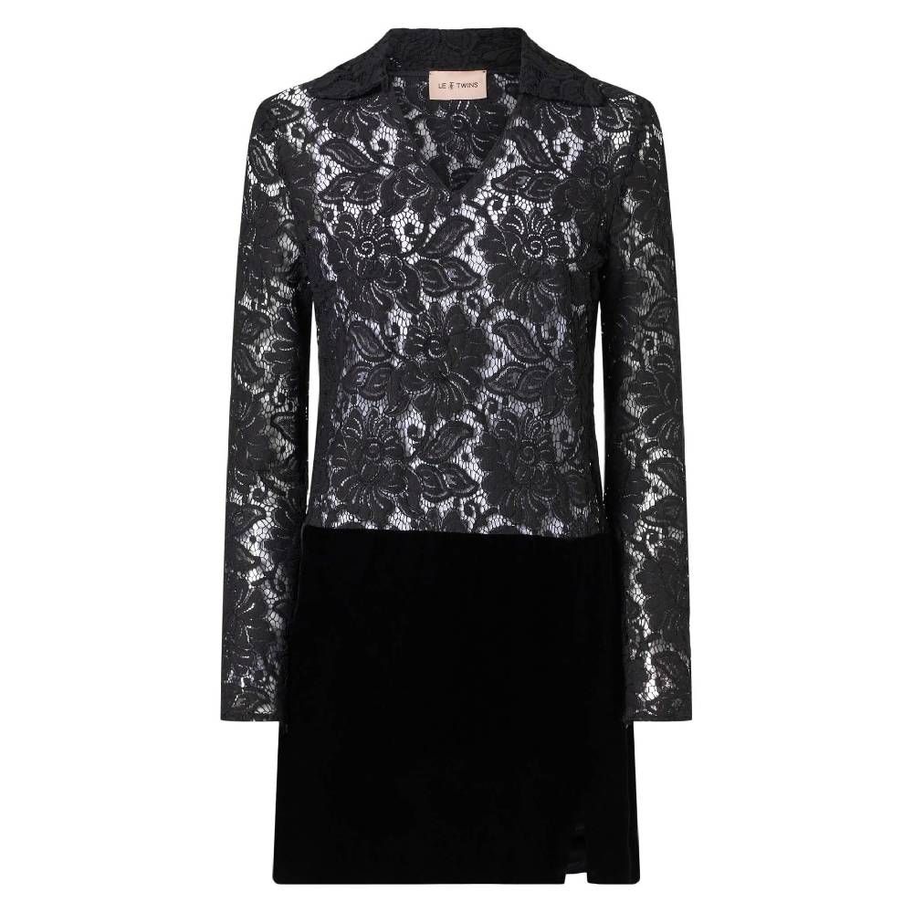 Le Twins Treviso Pizzo e Paillettes Nero Negozi Online