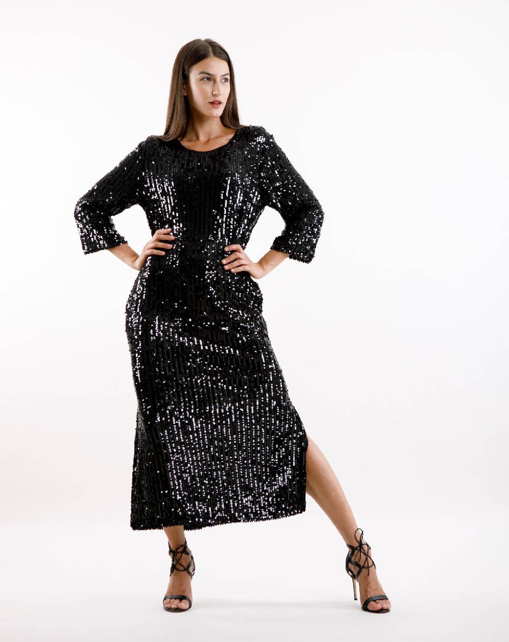 Le Twins Abito Michela – Paillettes Nero Shopping Online