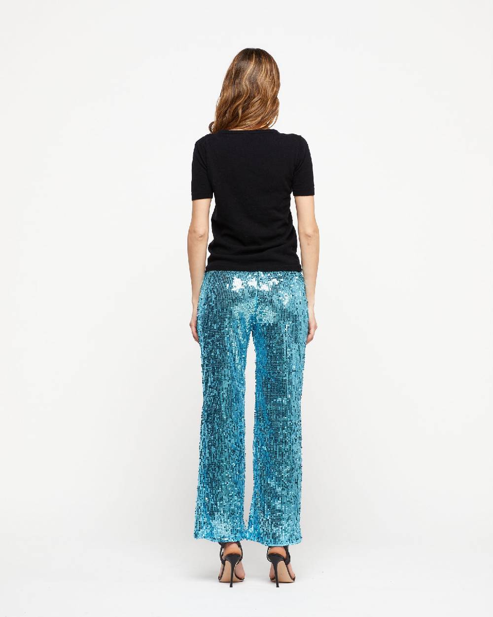 Le Twins Pantalone Raffy – Paillettes Celeste Soddisfazione Garantita