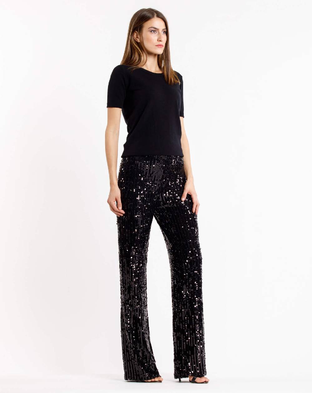 Le Twins Pantalone Raffy – Paillettes Nero Qualità Garantita