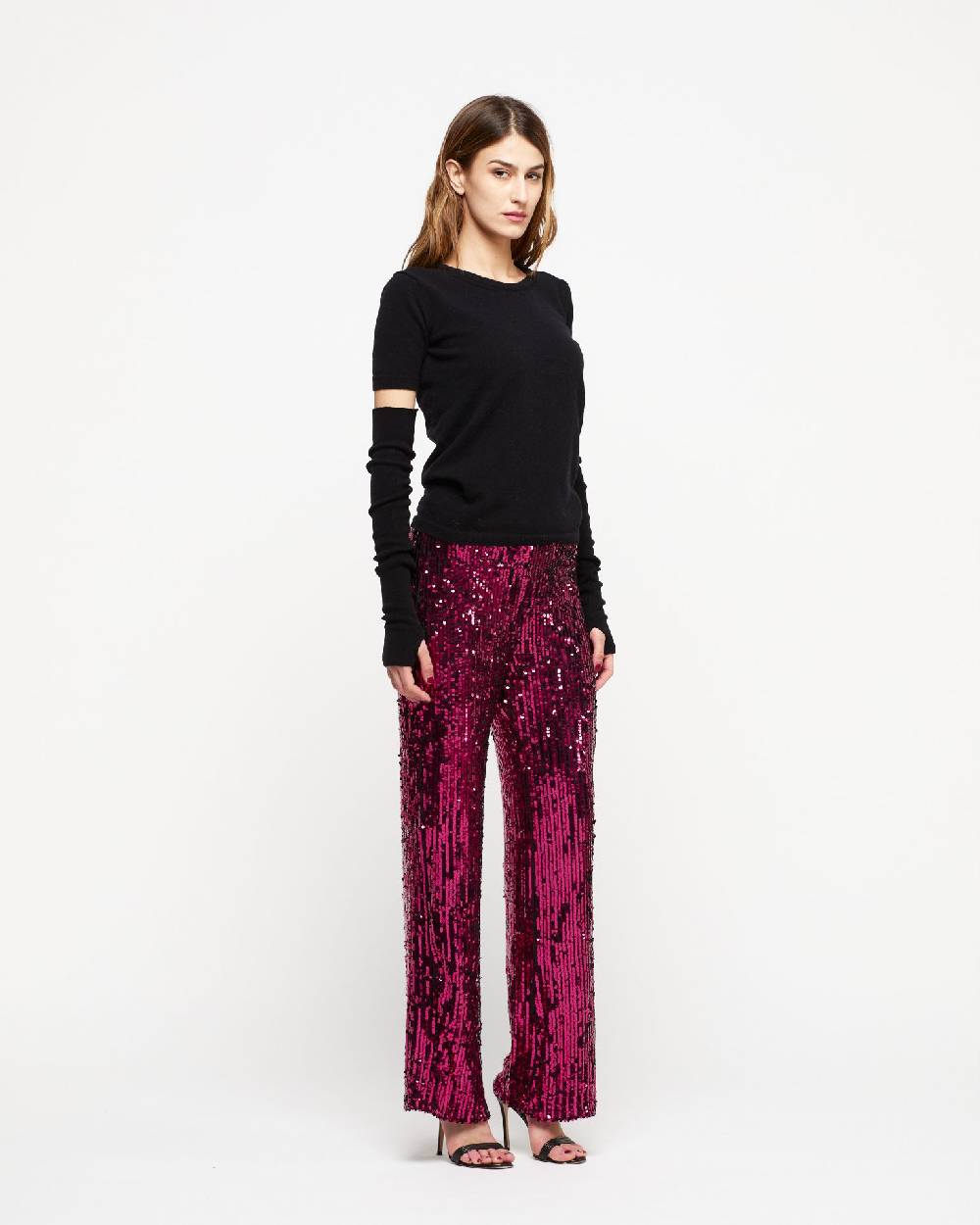 Le Twins Pantalone Raffy- Paillettes Fucsia Negozi Online