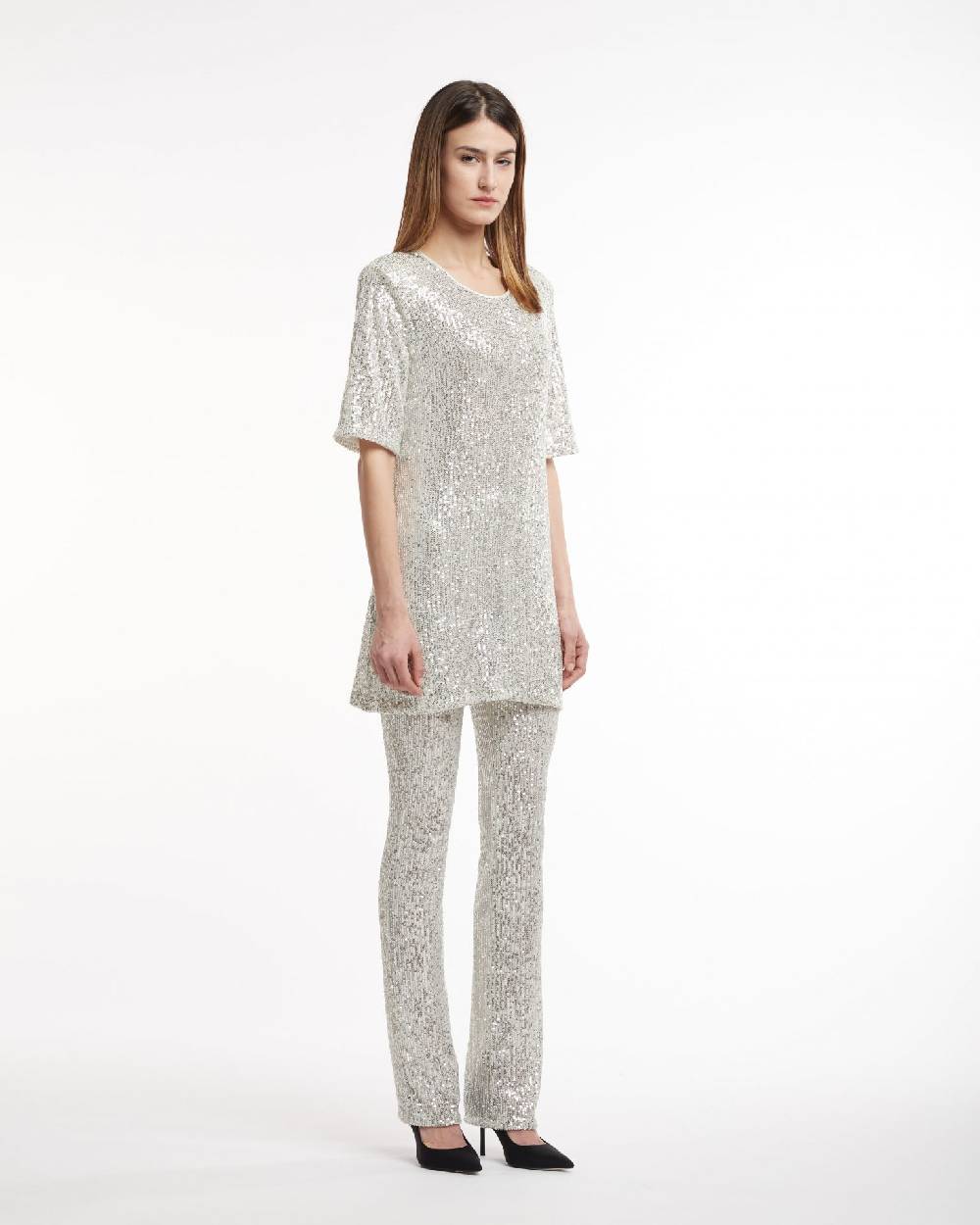 Le Twins Abito Clara – Paillettes Argento Vendita Economica