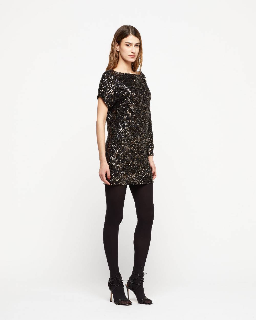 Le Twins Abito Ezia – Paillettes Nero e Oro Moda
