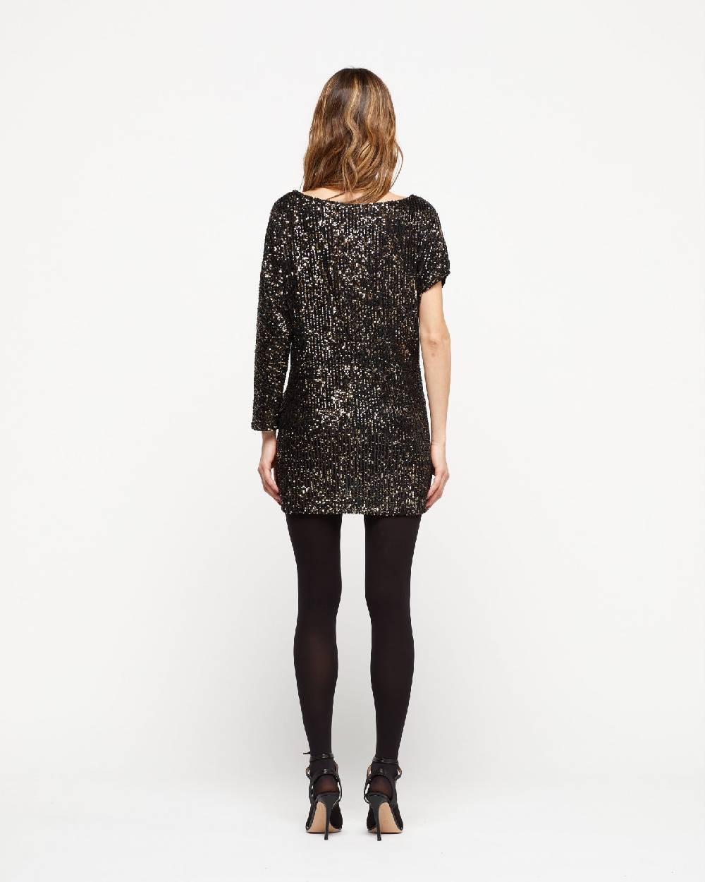 Le Twins Abito Ezia – Paillettes Nero e Oro Moda