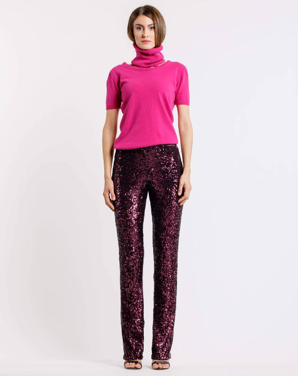 Le Twins Pantalone Raffaella – Paillettes – Bordeaux Pezzi Unici