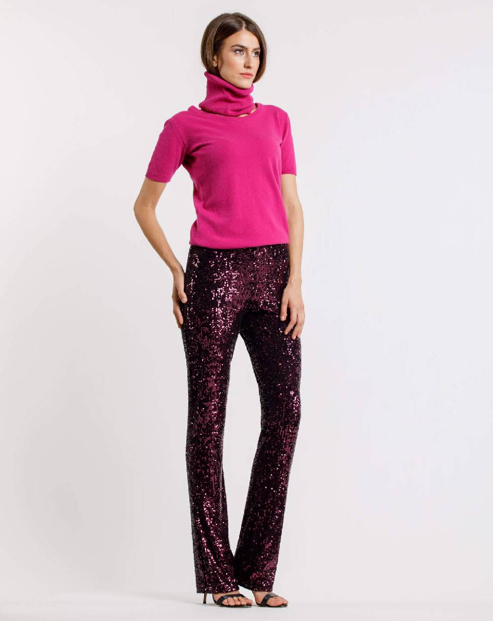 Le Twins Pantalone Raffaella – Paillettes – Bordeaux Pezzi Unici