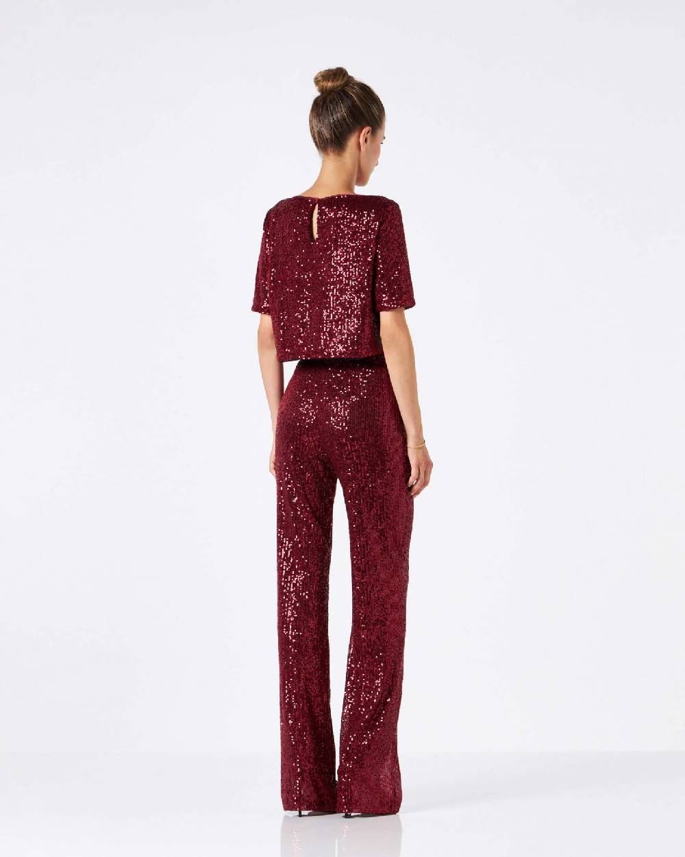 Le Twins Pantalone Raffaella – Paillettes Bordeaux Qualità Garantita