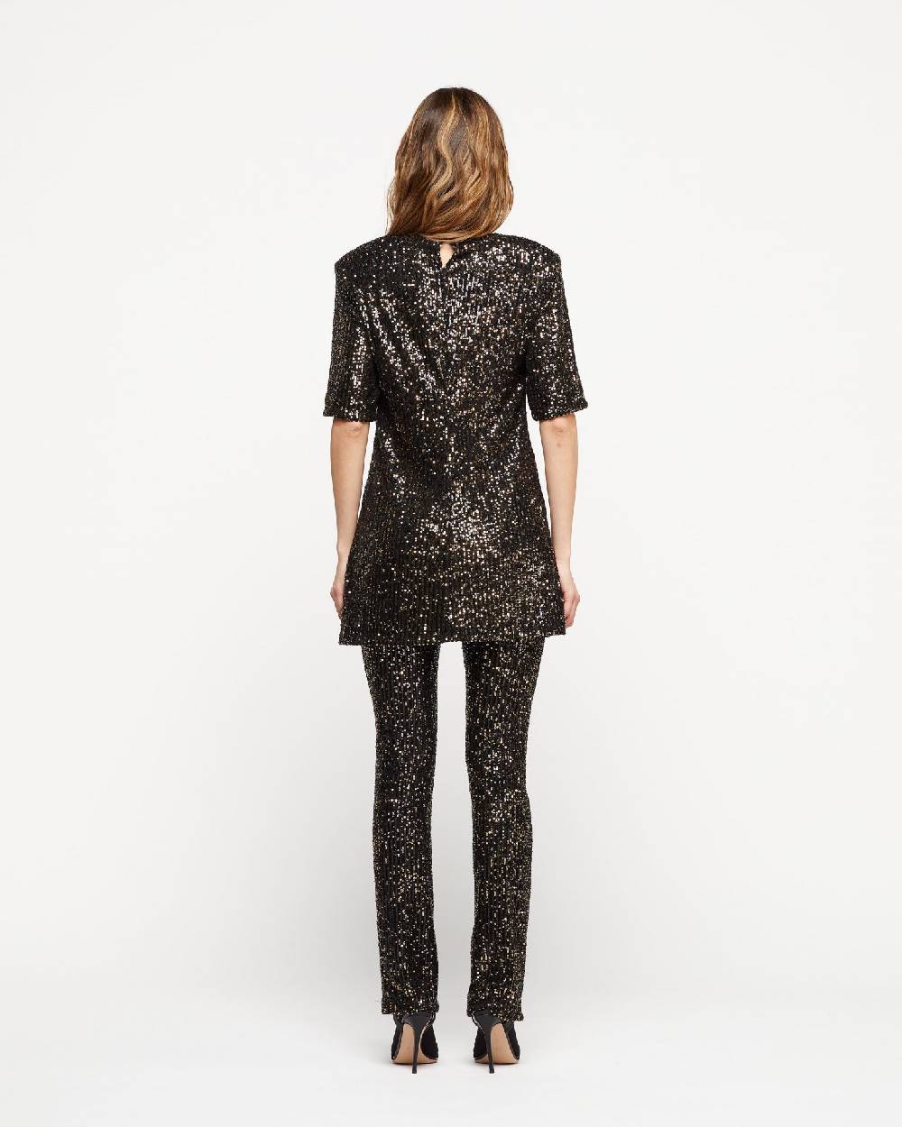 Le Twins Pantalone Raffaella – Paillettes Nero e Oro Negozi Online