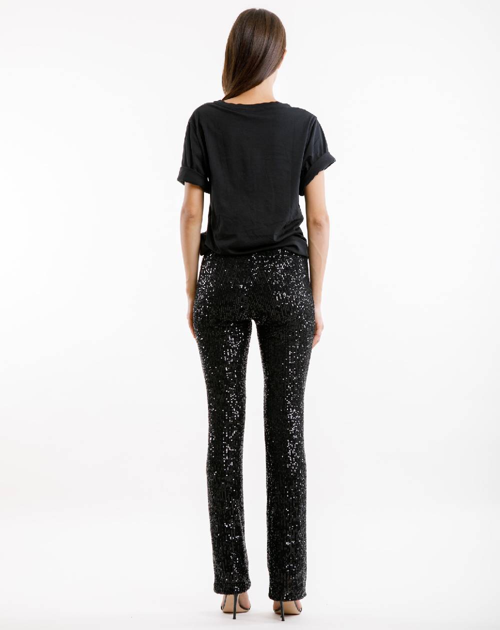 Le Twins Pantalone Raffaella – Paillettes Nero Vendita Economica