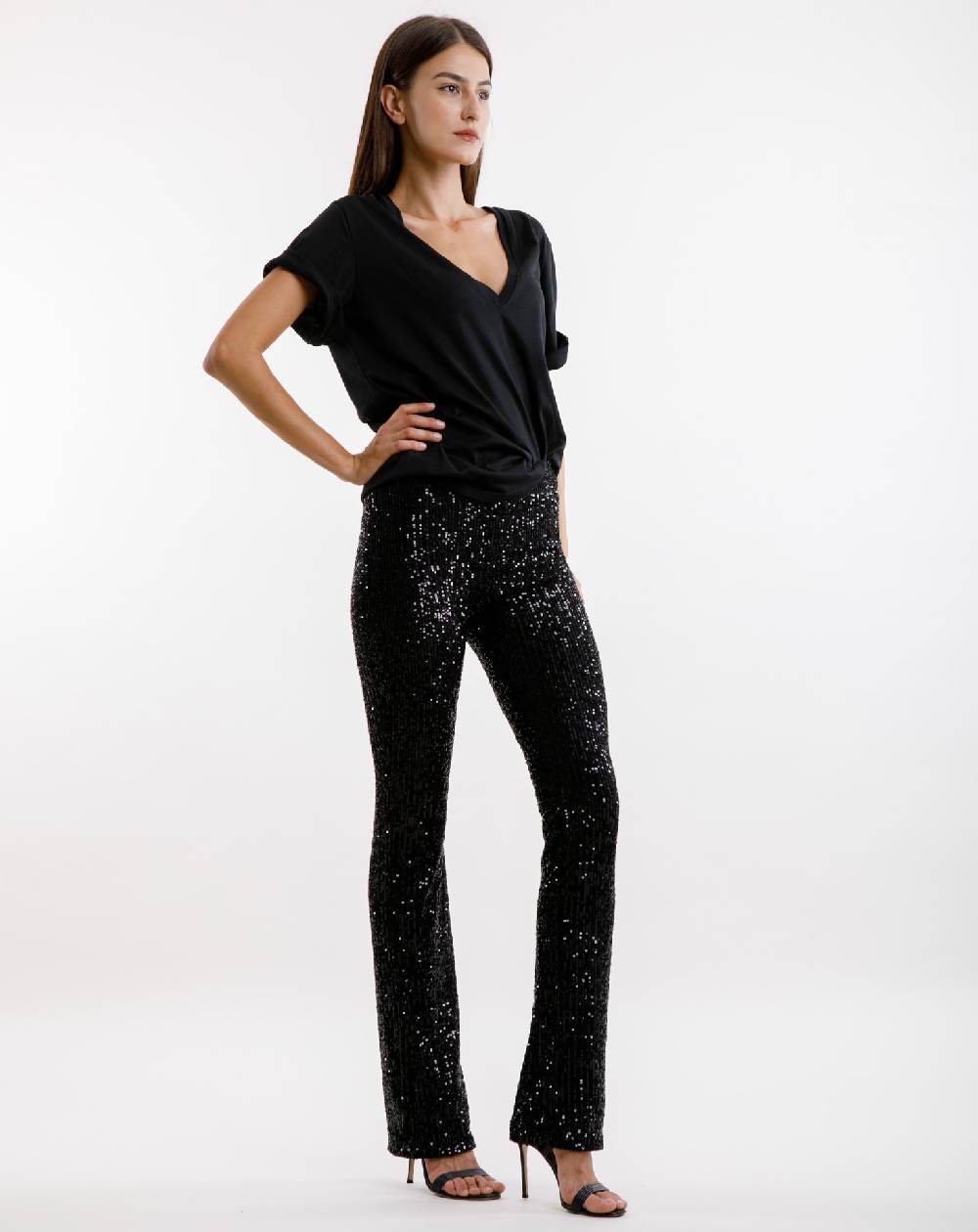 Le Twins Pantalone Raffaella – Paillettes Nero Vendita Economica