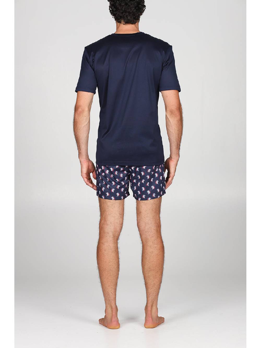 Julipet T-shirt in jersey di puro cotone blu, con stampa piazzata "indiano" In Linea