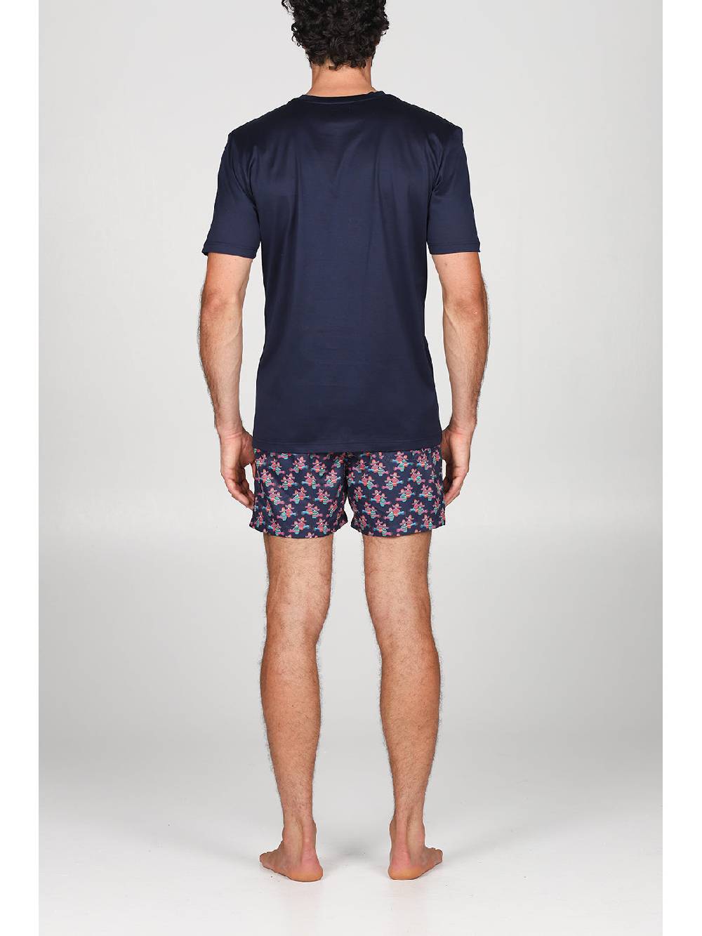 Julipet T-shirt in jersey di puro cotone blu, con stampa piazzata "siesta" Nuovo