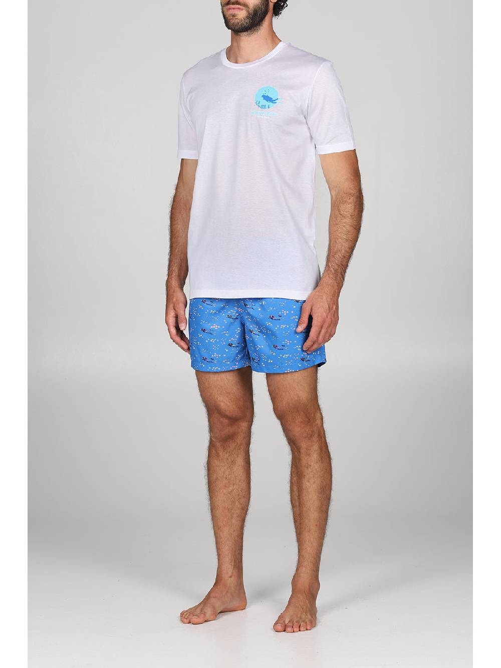 Julipet T-shirt in jersey di puro cotone bianco, con stampa piazzata "sub" Vendita