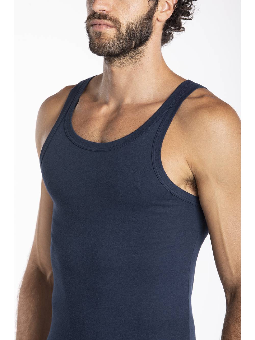 Julipet Canottiera blu in jersey di cotone elasticizzato taglio moderno e confortevole