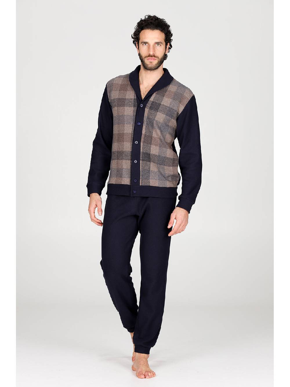 Julipet Pigiama cardigan in confortevole jacquard di cotone In Linea