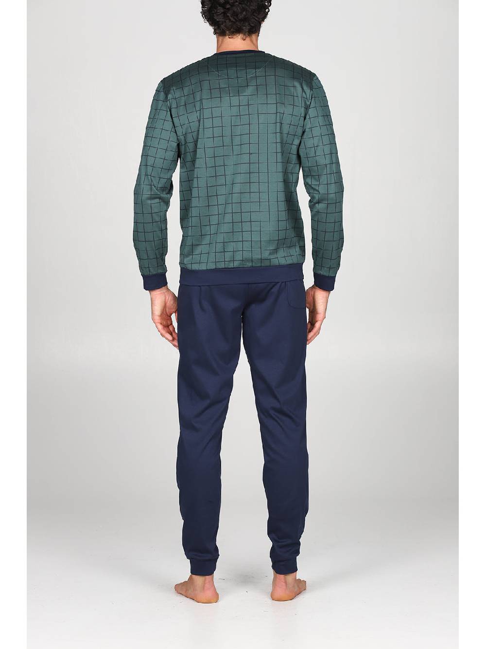 Julipet Pigiama serafino con maglia disegni a quadri, in ricercato luxury jersey Saldi Di Fabbrica