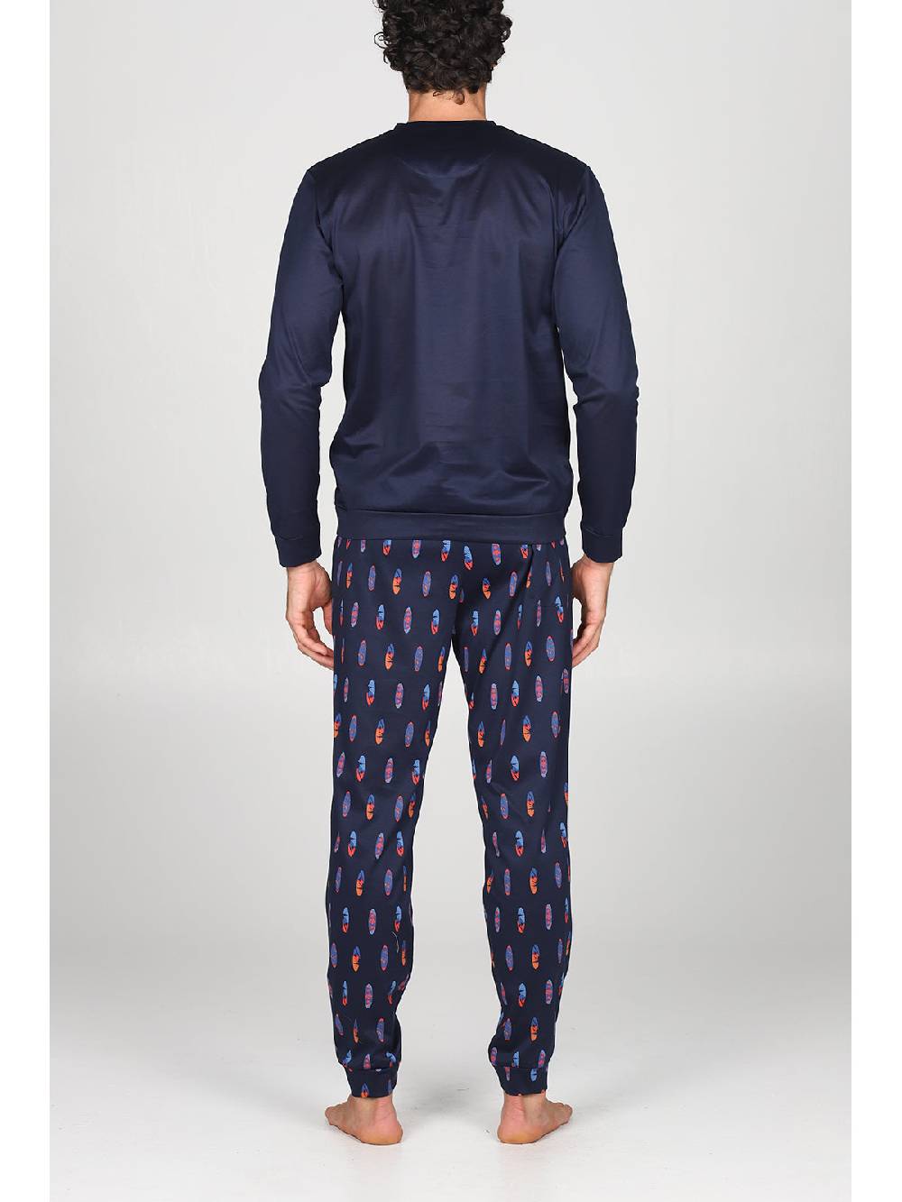 Julipet Pigiama serafino in puro cotone mercerizzato, dalla mano setosa in fantasia "surf" Online Outlet