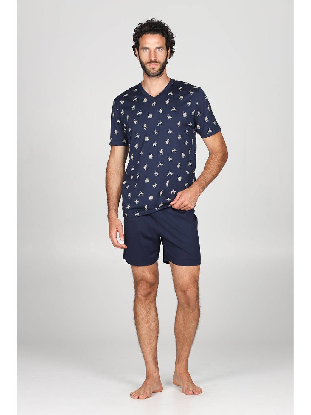 Julipet Pigiama corto v in leggerissimo jersey di puro cotone fantasia "sport polo" Negozi Online