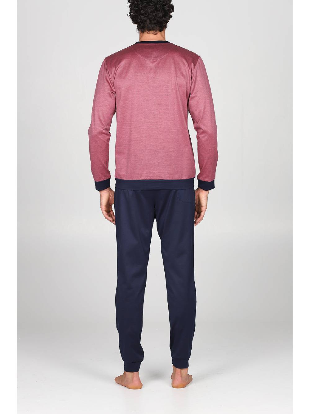 Julipet Pigiama in pregiato 100% filoscozia tinto in filo bordeaux, con polsini Shopping Online