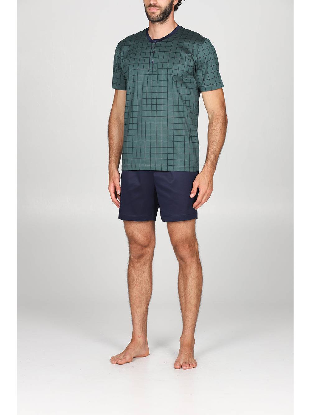 Julipet Pigiama corto con disegno a quadri, collo a serafino in ricercato luxury jersey Offerta speciale della fabbrica