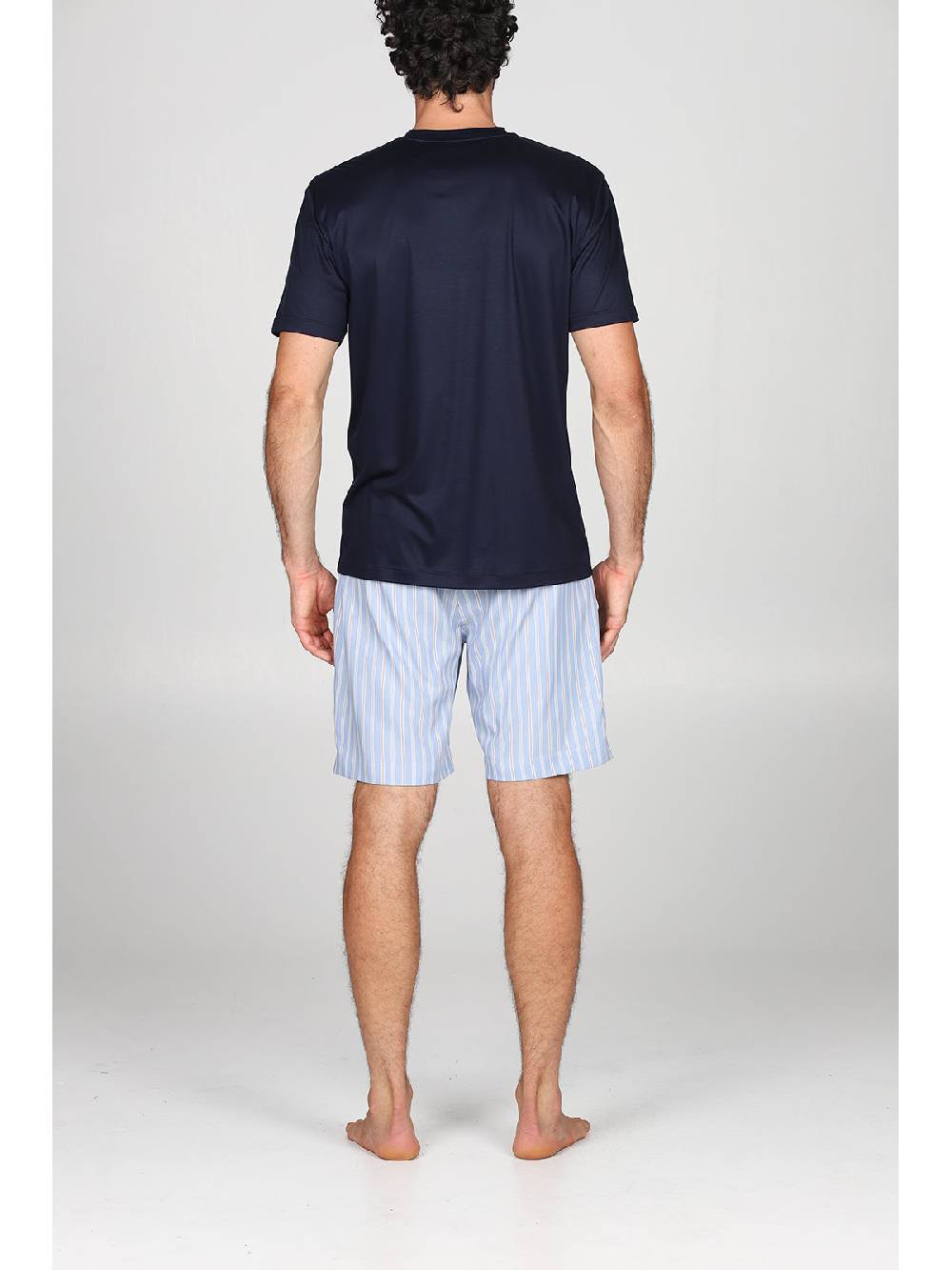 Julipet Pigiama corto serafino in ricercato lyocell, con pantaloncini a righe Outlet