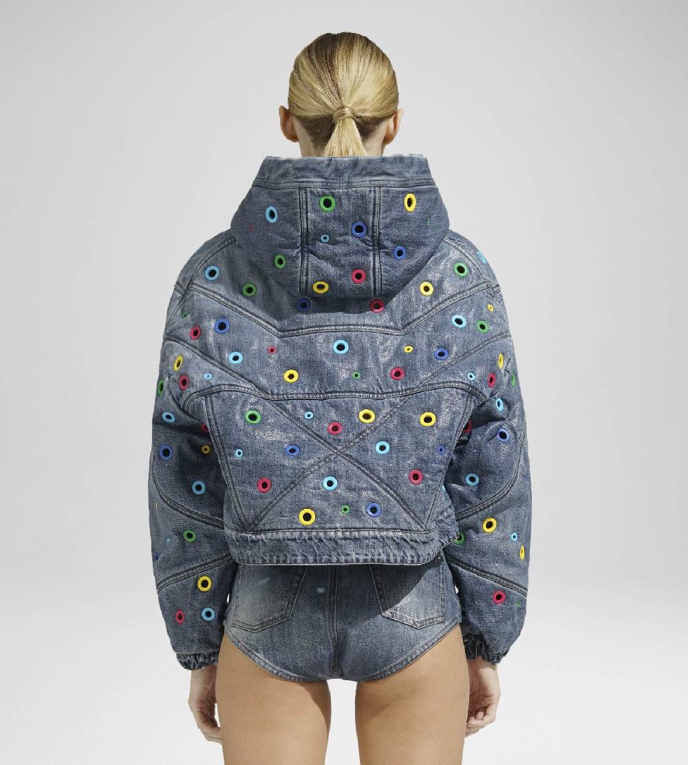 ﻿Khrisjoy KHRIS CROP DENIM EYELETS MULTICOLOR DENIM Qualità Garantita