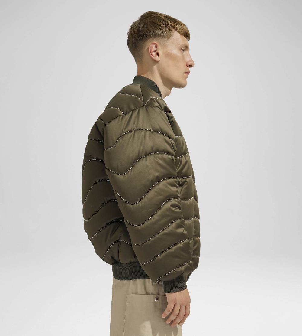 Khrisjoy BOMBER SATIN WAVE CHAINS OLIVE GREEN Negozi Online
